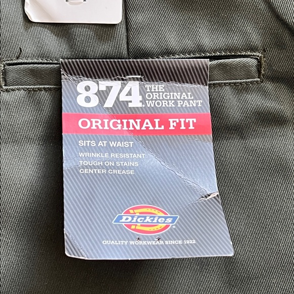 NWT Dickies Original Fit 874 Dark Green Pants Mens Size 38x34 - Picture 5 of 11